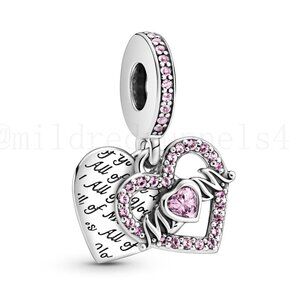 Pandora Pink Heart Mom Dangle Charm